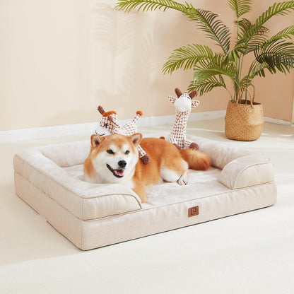 Orthopädisches Hundebett XXL mit Memory Foam, Beige