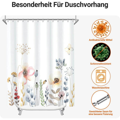 Duschvorhang Blumenmuster Wasserabweisend 200x200cm (1er
