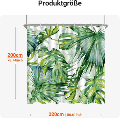 Duschvorhang 220x200cm Grün Blätter Polyester Wasserdicht