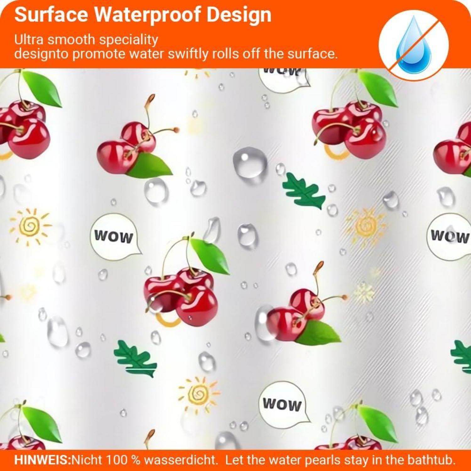 Duschvorhang Kirsche 240x200cm Antischimmel und Wasserdicht