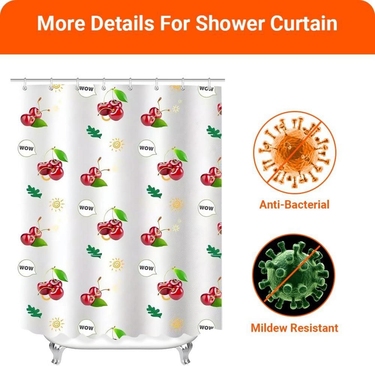 Duschvorhang Kirsche 240x200cm Antischimmel Wasserabweisend Polyester 16 Ösen 1er Pack