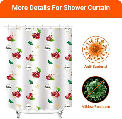 Duschvorhang Kirsche 240x200cm Antischimmel Wasserabweisend Polyester 16 Ösen 1er Pack