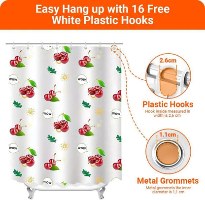 Duschvorhang Kirsche 240x200cm Wasserdicht Antischimmel Polyester Badezimmer