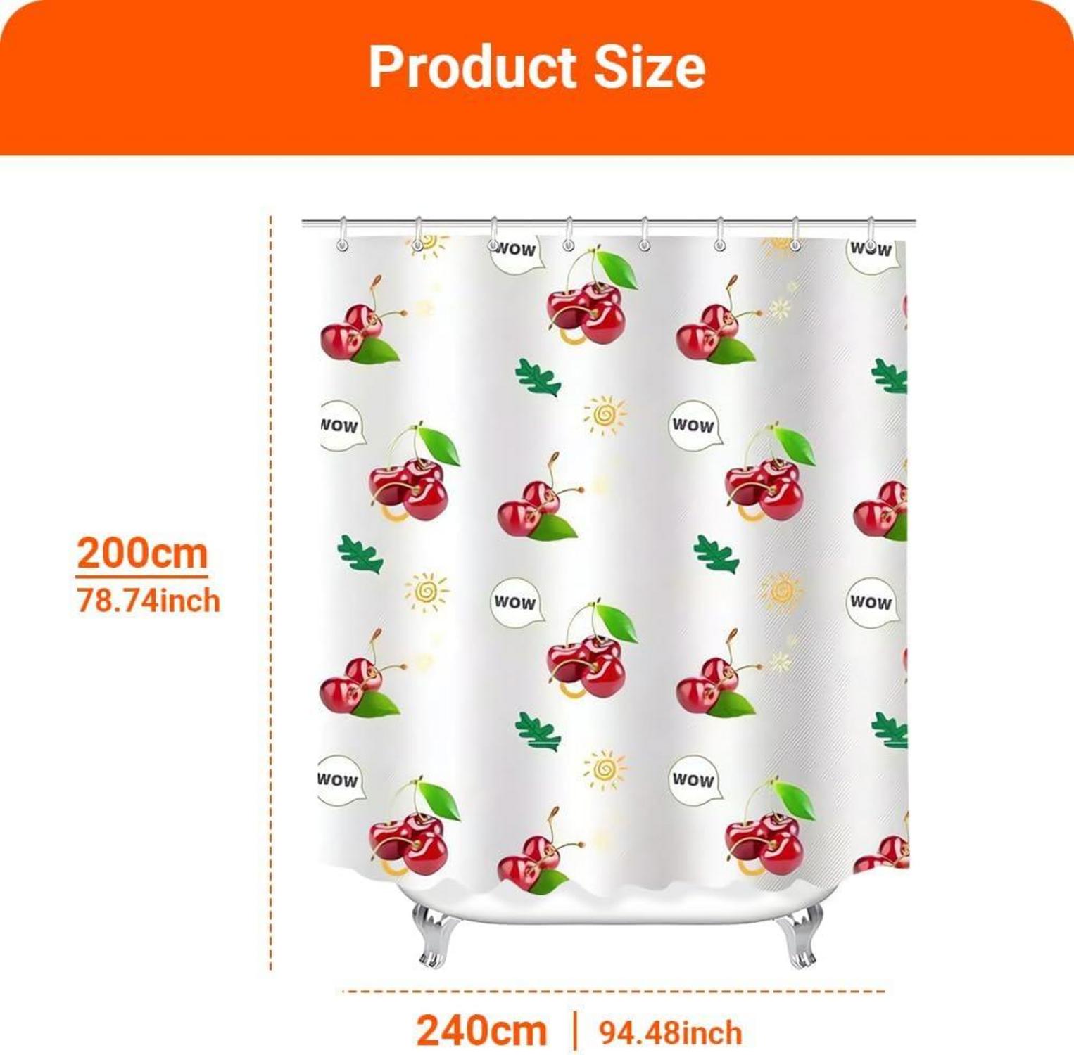 Duschvorhang Kirsche 240x200cm, Antischimmel, wasserabweisend