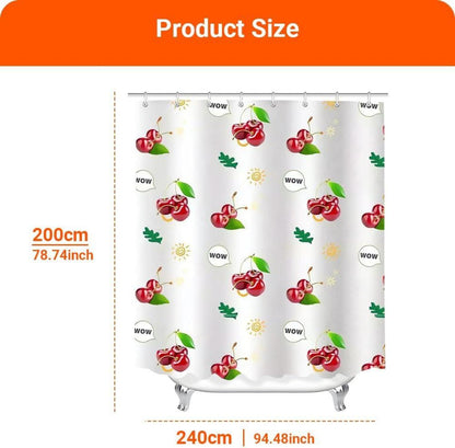 Duschvorhang Kirsche 240x200cm, Antischimmel, wasserabweisend