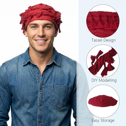 Vintage Herren Turban Durag aus Satin – Weinrot