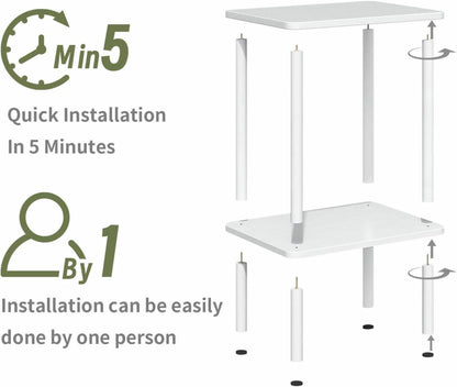 Beistelltisch Holz 2 Tier Weiß Nachttisch Schmal 40x30x52cm