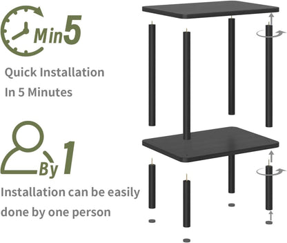 APICIZON Holz Beistelltisch Schwarz 2 Tier 40x30x52cm für Wohnzimmer
