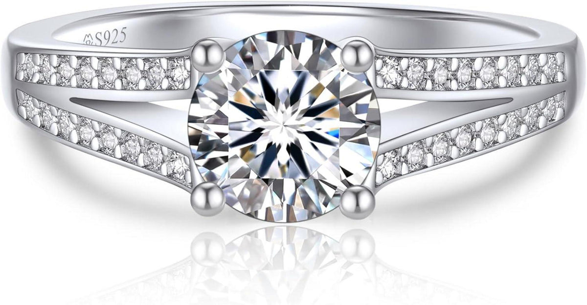 Verlobungsring Damen 1 Karat Moissanite Ring Silber 925 Versprechen