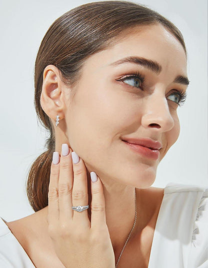 Verlobungsring Damen 1 Karat Moissanite Ring Silber 925 Versprechen