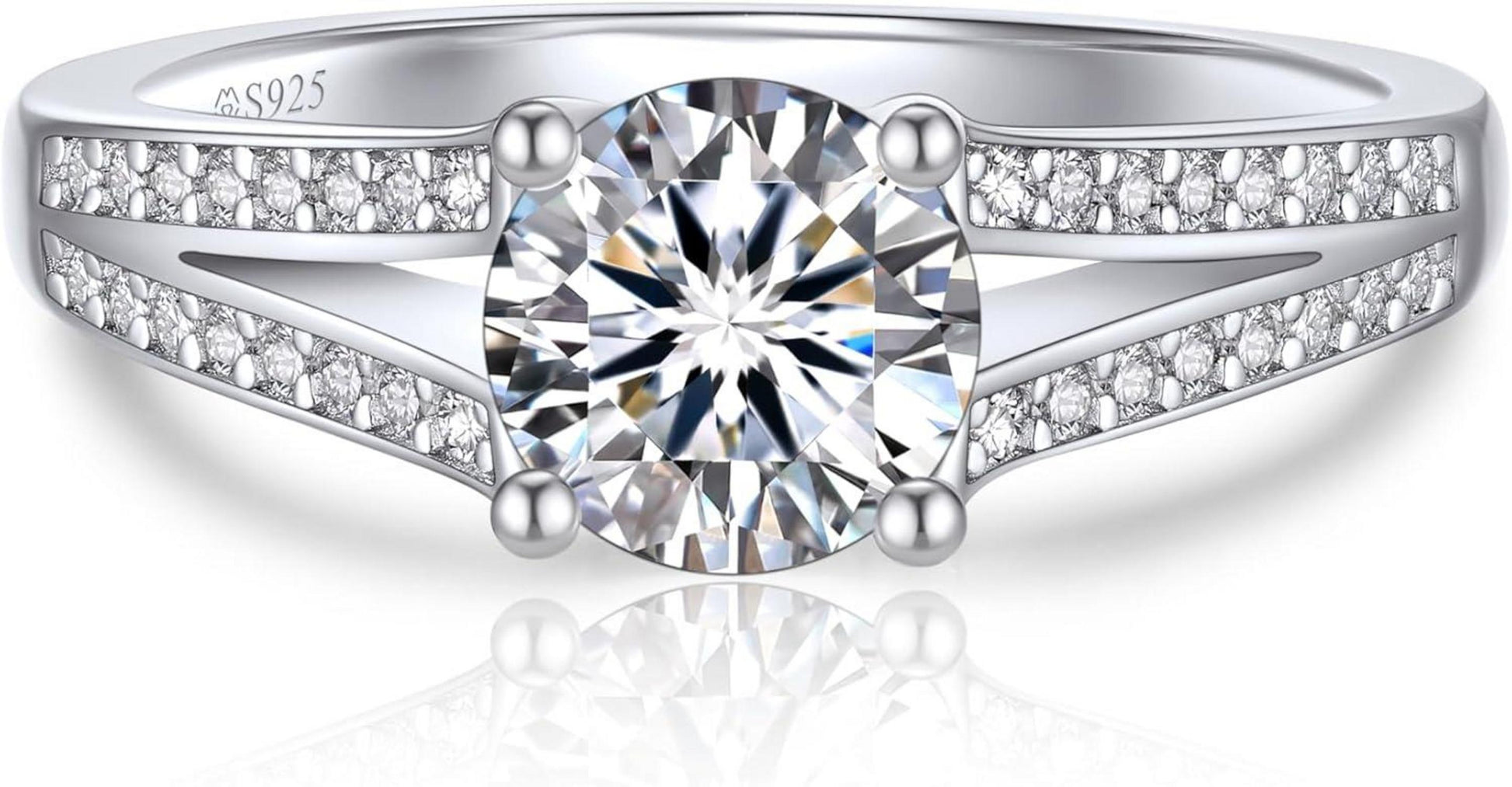 Moissanit Verlobungsring 1 Karat Silber 925 Damen Ringe