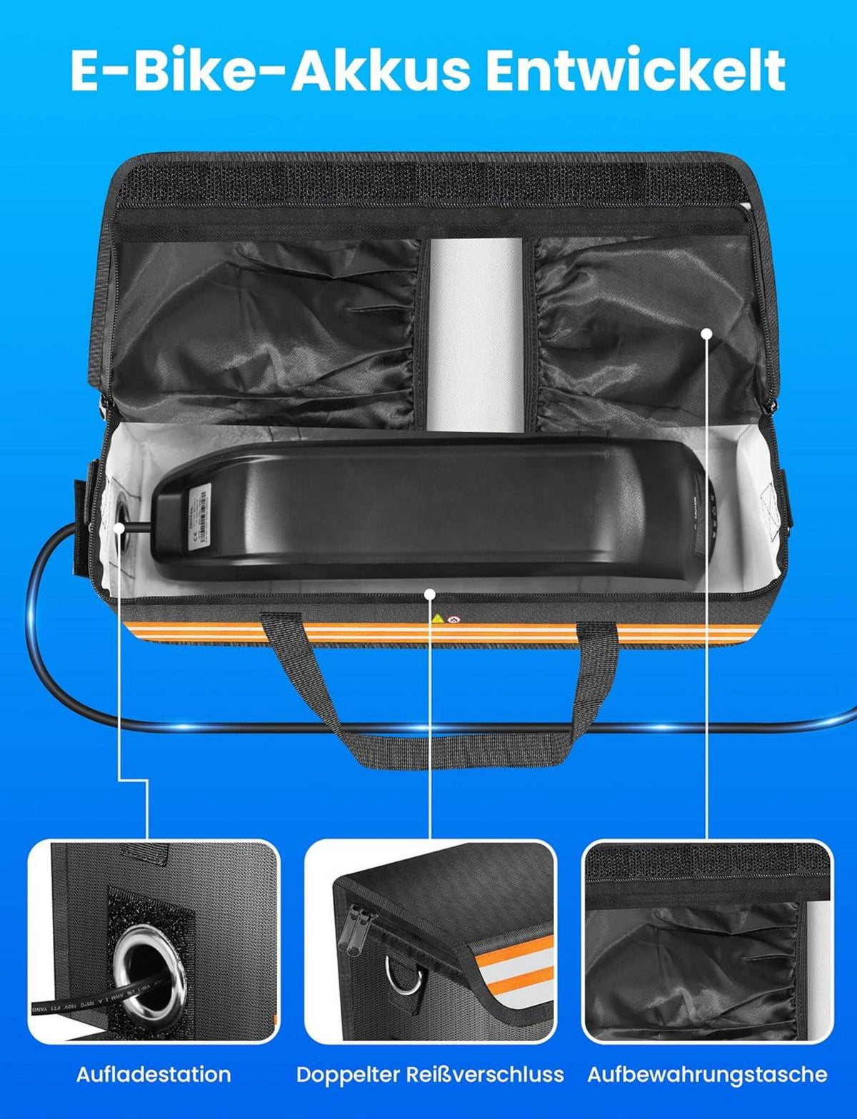 COICER E-Bike Akku Tasche Schutz feuerfeste Box Lipo Fahrrad Safe Bag