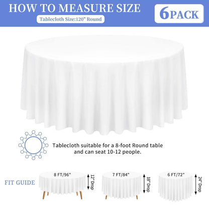 Weiße Runde Tischdecke 300 cm – 8er Pack für Bankett & Events