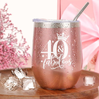 Weinbecher Edelstahl Geschenkset 40 Geburtstag Frauen Mama Schwester Ehefrau Freundin Tante