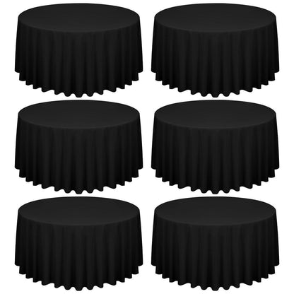 8x Runde Tischdecke Schwarz 300cm – Polyester, Maschinenwaschbar