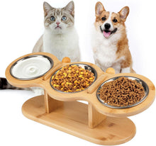 Katzennapf mit 3 Edelstahl Schüsseln und höhenverstellbarem