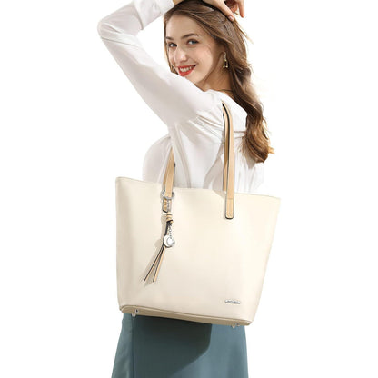 Große Damen Handtasche mit Laptopfach PU Leder Patchwork