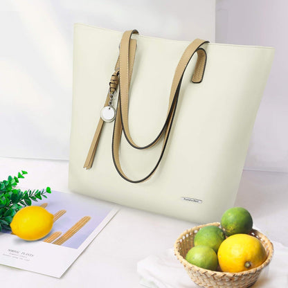 Große Damen Handtasche mit Laptopfach PU Leder Patchwork