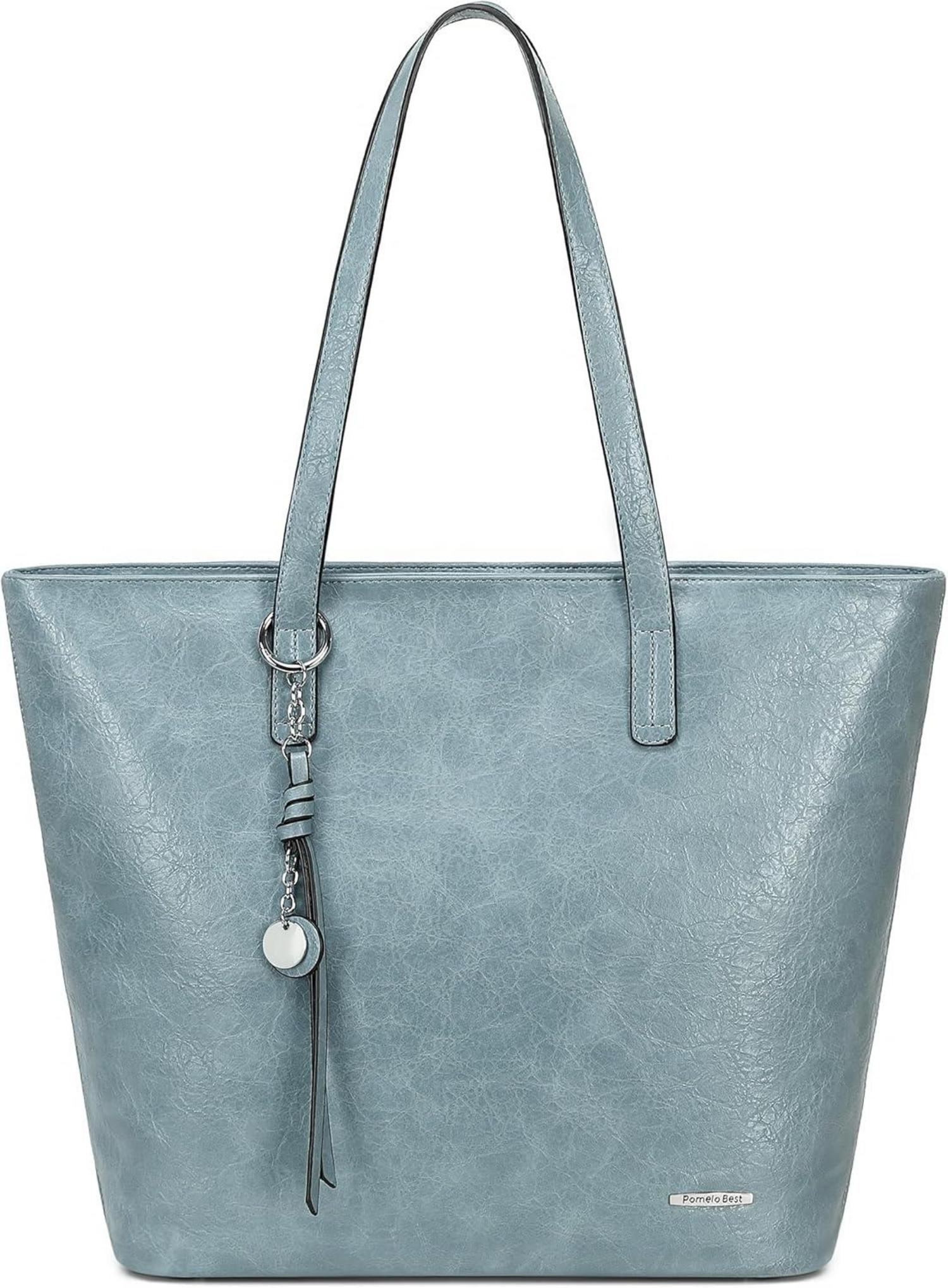 Elegante Damen Handtasche Shopper aus Glattleder Patchwork-Design