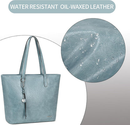 Elegante Damen Handtasche Shopper aus Glattleder Patchwork-Design