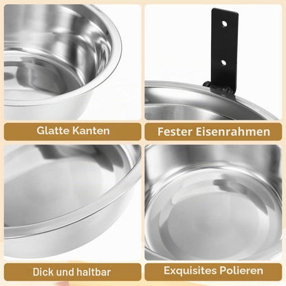 Wandmontierter Hundenapf Edelstahl, höhenverstellbar