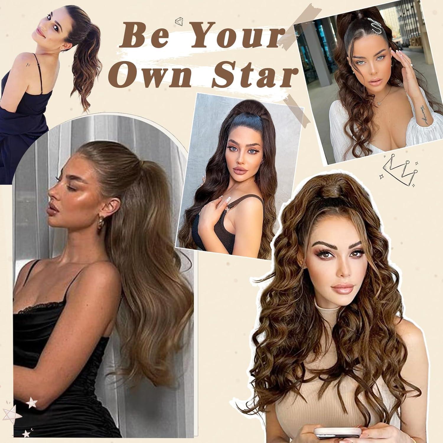 65 cm BARSDAR Locken Kordelzug Pferdeschwanz Haarteil, synthetisch, wellig, für Frauen