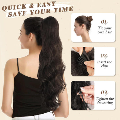 Locken Kordelzug Pferdeschwanz Haarteil 65 cm Synthetische