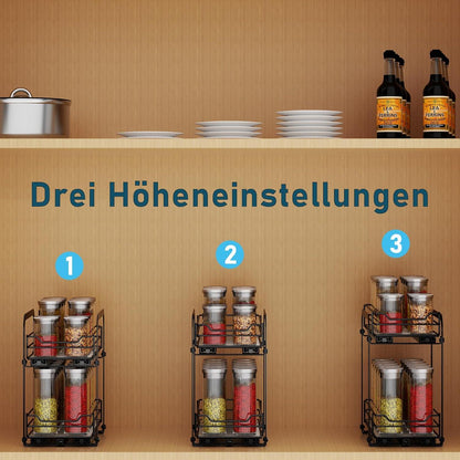 Gewürzregal Schrank Organizer Küche 2 Etagen Ausziehbar höhenverstellbar