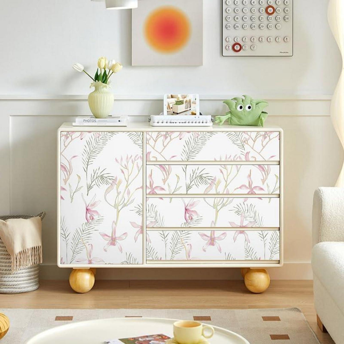 Selbstklebende Blumen Tapete Rosa PVC Vinyl 0.4W x 10L m
