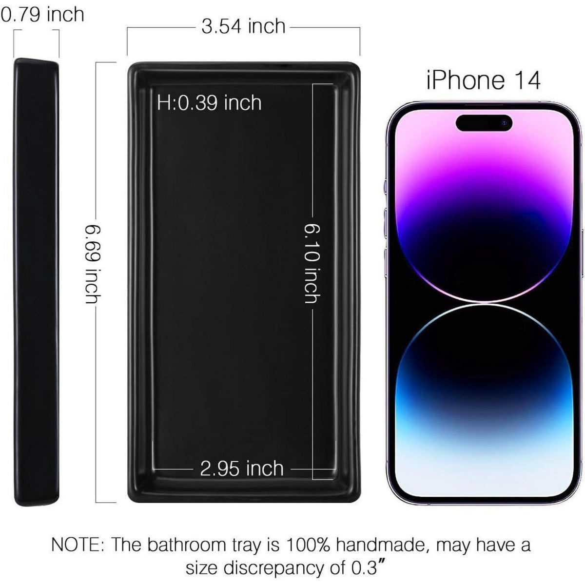 Keramik Deko Tablett Schwarz – Badezimmer & Küchen Organizer