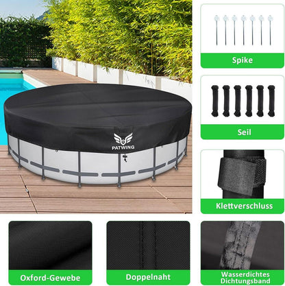 Poolabdeckung Rund 370cm 600D Oxford UV-Resistent