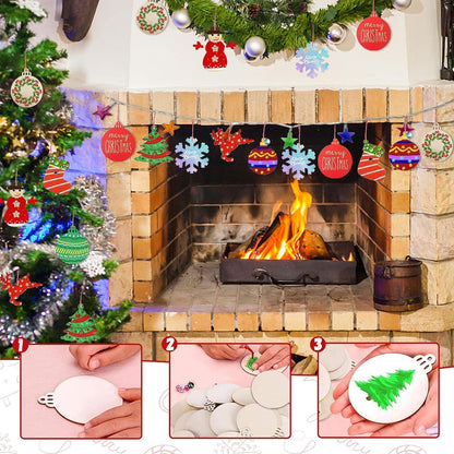 Holzanhänger Weihnachten 48er Bastelset zum Bemalen DIY Deko