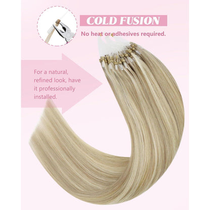 Blond Microring Haarverlängerung Echthaar 45cm – 50g