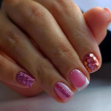 24er Set French Rosa Künstliche Nägel Glänzend Acryl Maniküre