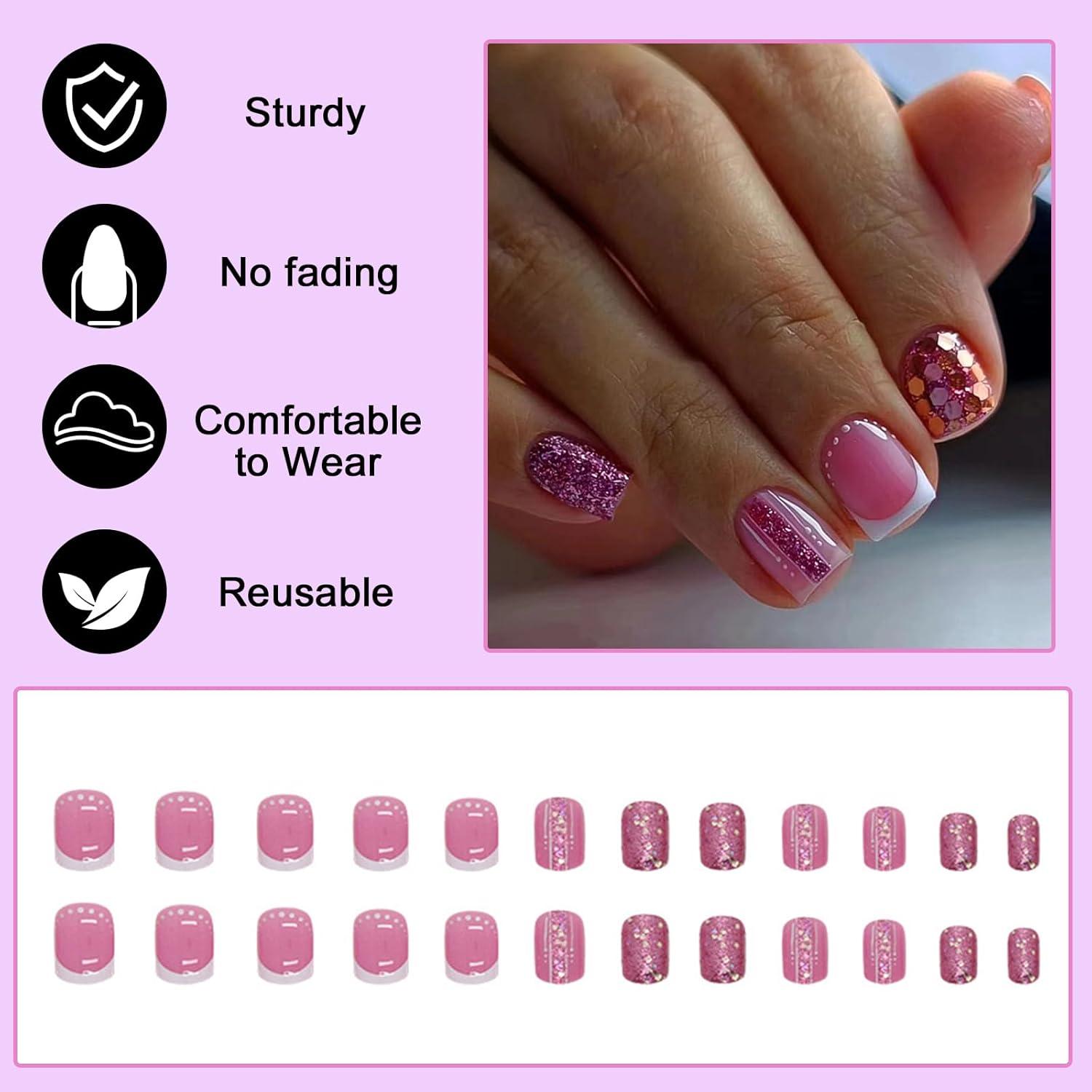 Ceboic Press on Nails French Rosé Glänzend 24 Stück