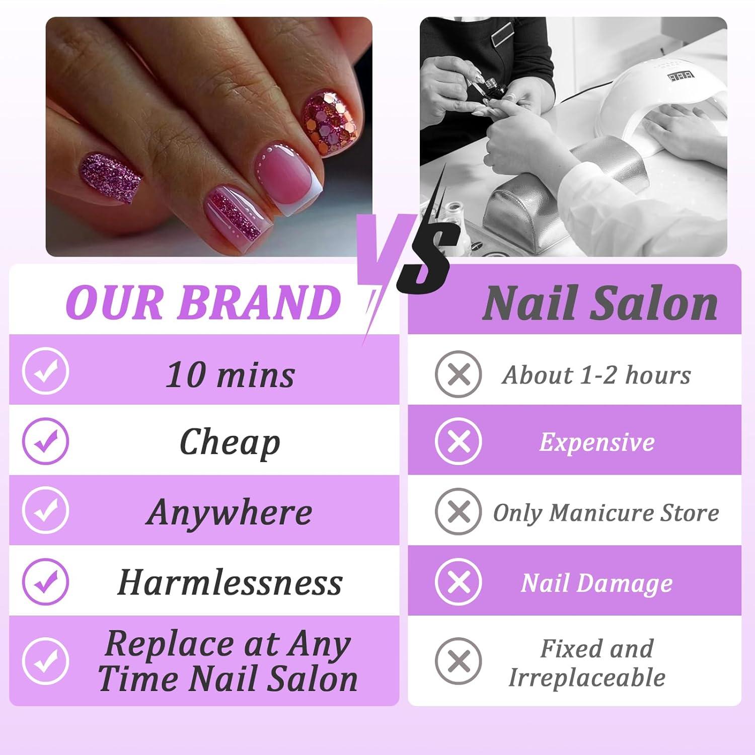 Ceboic Press on Nails French Rosé Rosa Glänzend 24 Stück Kurz Eckig
