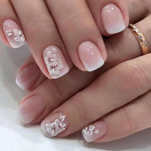 24er Set künstliche Nägel French Weiß Rosa Gradient - Aufklebbare
