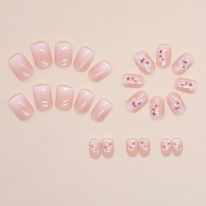 24er Set künstliche Nägel French Weiß Rosa Gradient - Aufklebbare