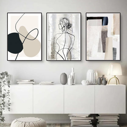Abstrakte Wandbilder Geometrie Set 3er Poster Leinwandbilder