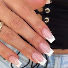 24er Set Eckige Nude Weiß French Tip Press-On Nägel