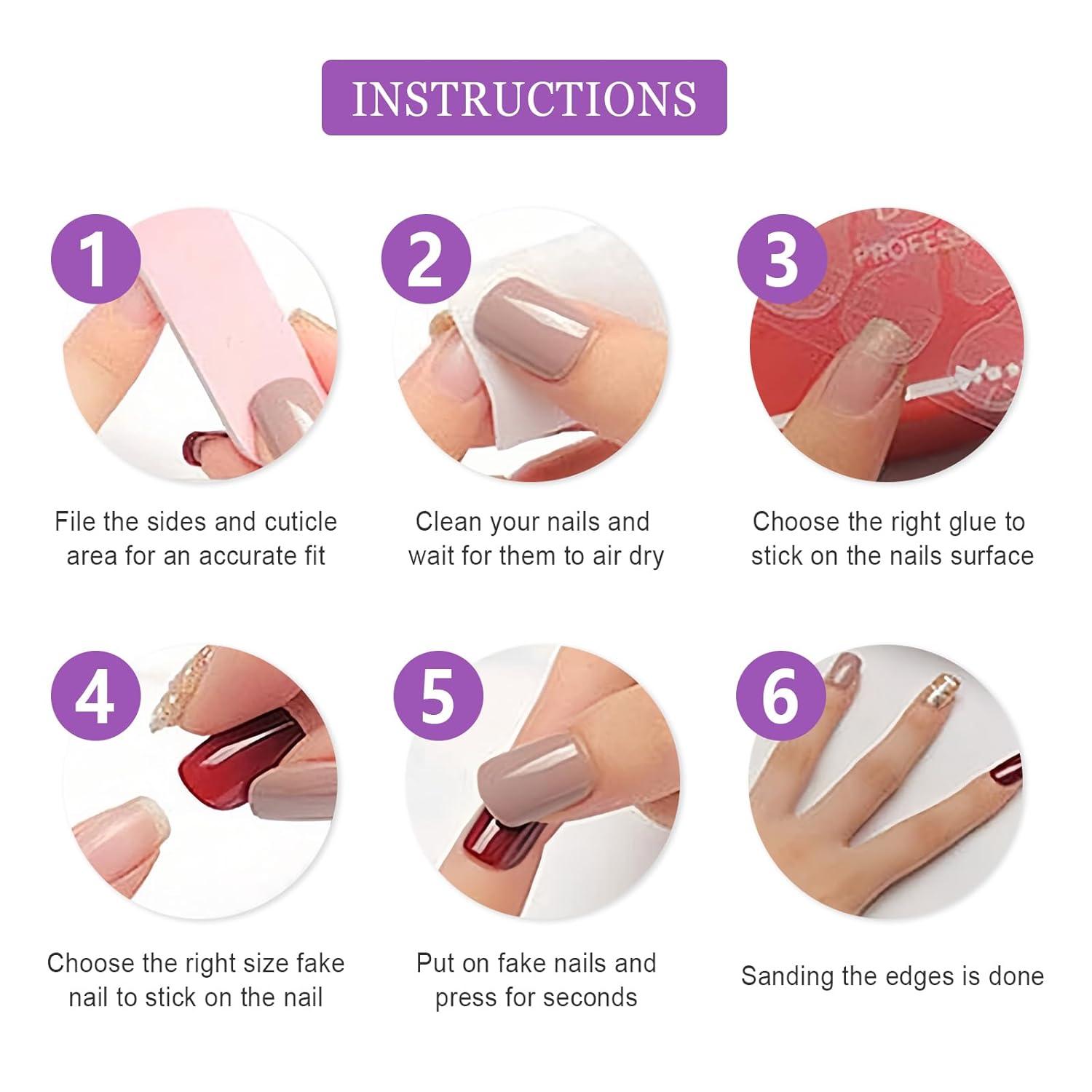 24 Stück Rosa Farbverlauf Press on Nägel Kunstnägel mit Nagelkleber