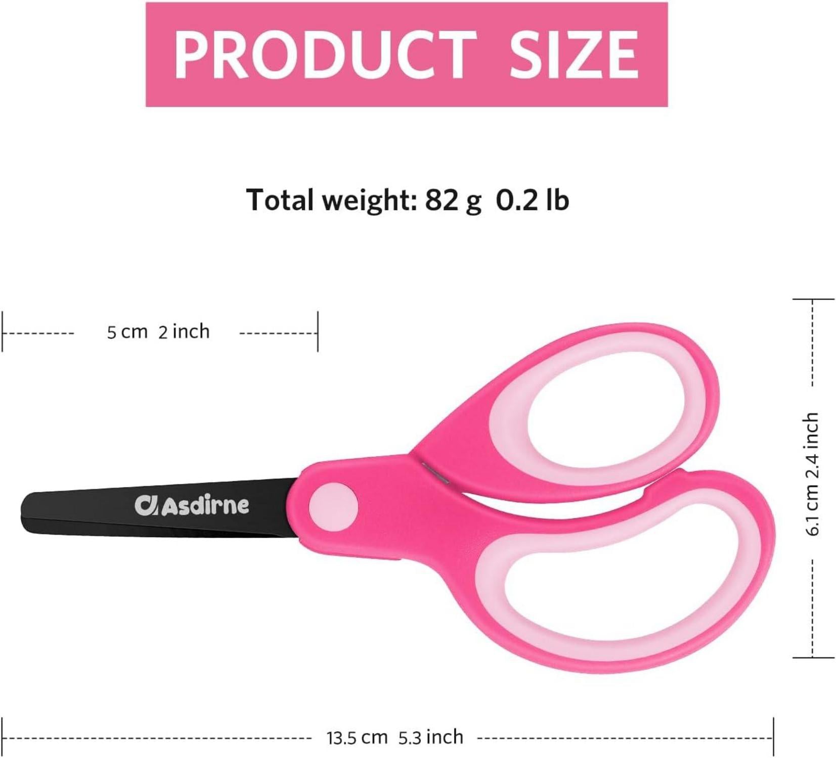 Asdirne Kinderschere für Linkshänder, Sicherheitsschere, 13,5 cm, 3 Stück