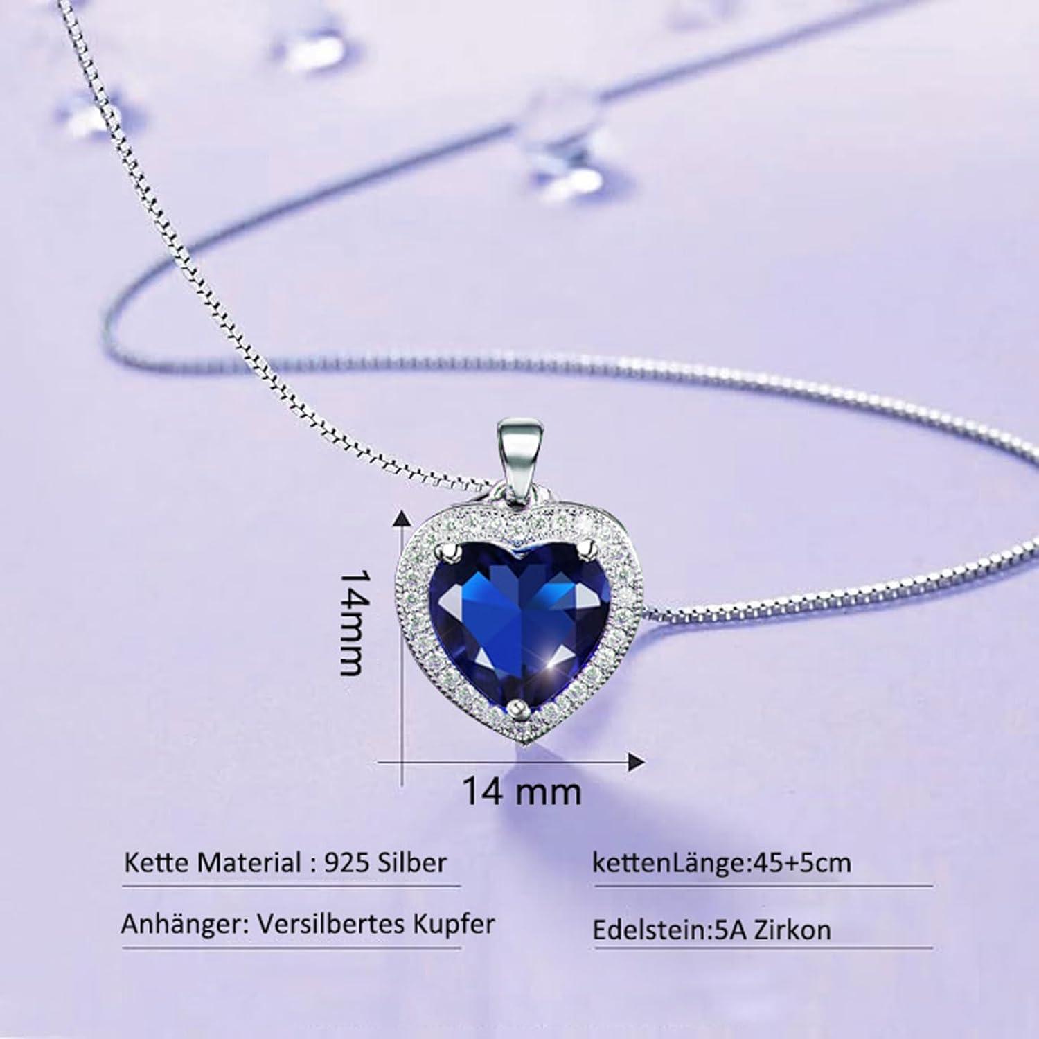 Ewige Rose mit Kette Silber 925 Blaue Infinity Rosen Box Geburtsstein Halskette