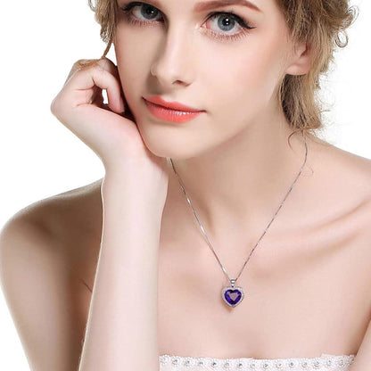 Ewige Blaue Rose Kette Silber 925 Birthstone Halskette Geschenkbox
