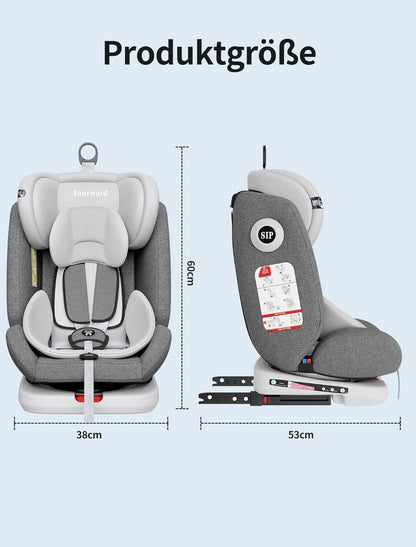 Baby Autositz 360° drehbar ISOFIX Ruheposition Gruppe 0+1/2/3 9-36 kg