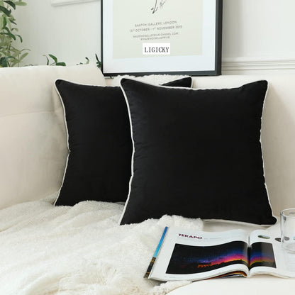 2x Samt Kissenbezug 30x30 cm Schwarz – Luxus Deko Kissen