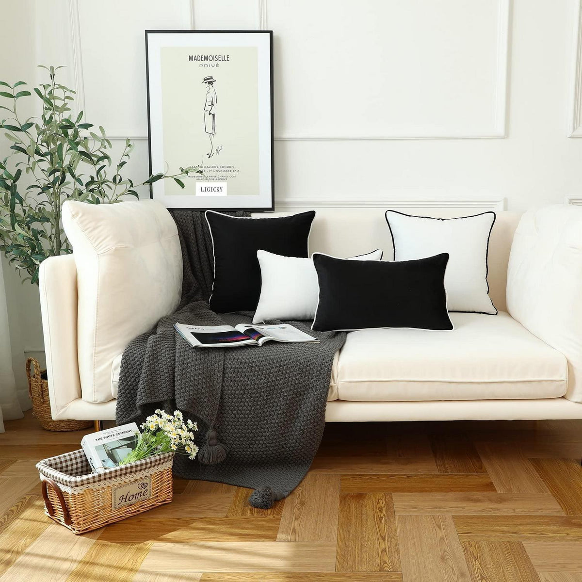2x Samt Kissenbezug 40x40 cm - Weiß, Luxuriös & Weich
