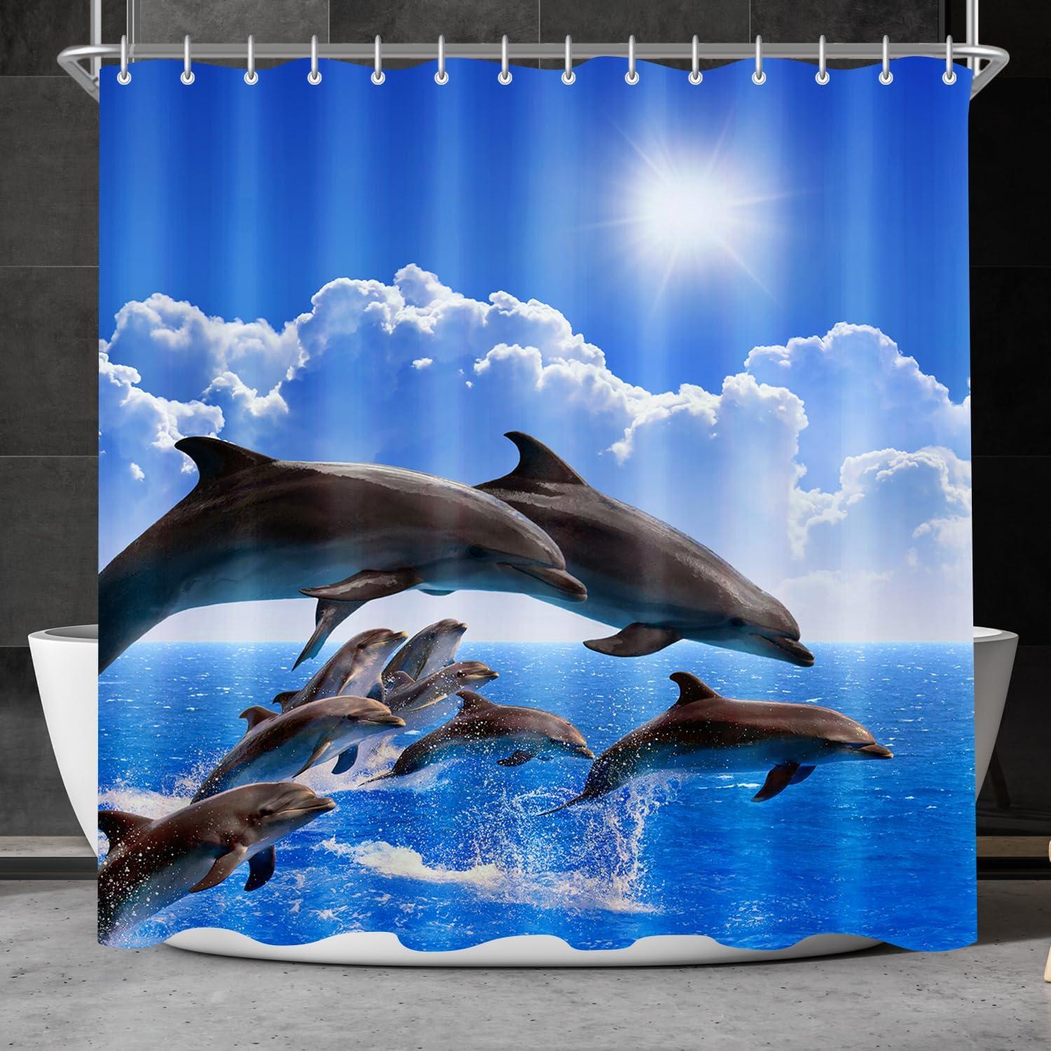 Delphin Duschvorhang Antischimmel Wasserdicht 180x200 cm Polyester