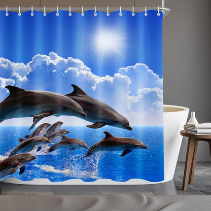 Delphin Duschvorhang 180x200cm Antischimmel Polyester inkl. 12 Ösen