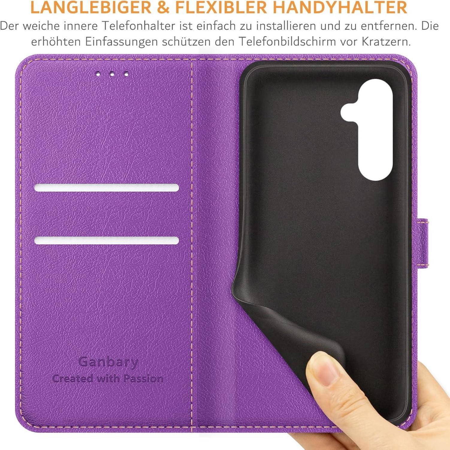 Handyhülle Samsung Galaxy A05s Leder Klapphülle Violett mit